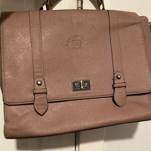 Ease Gave Unisex Mauve Leather Briefcase Travel Satchel